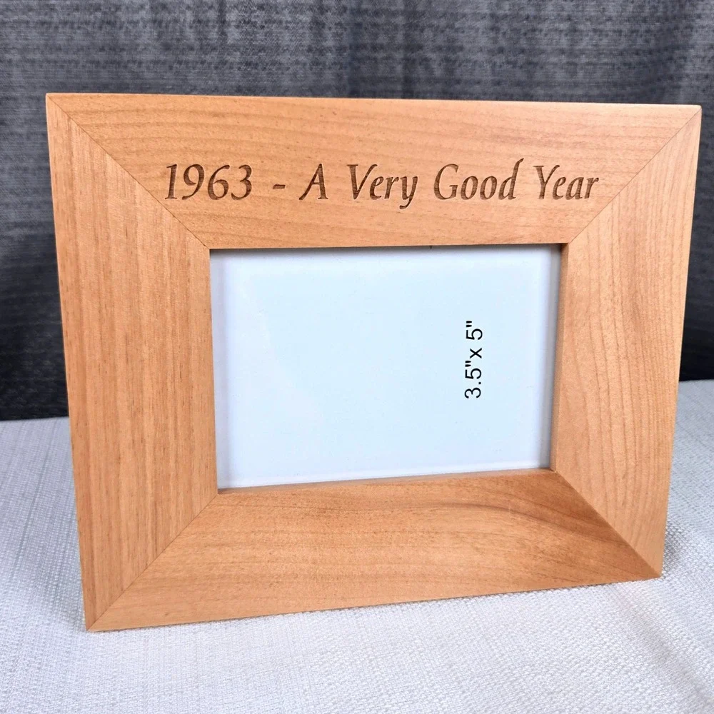 1963 A Very Good Year Engraved Wood Picture Frame 3.5x5 Milestone Birthday Gift